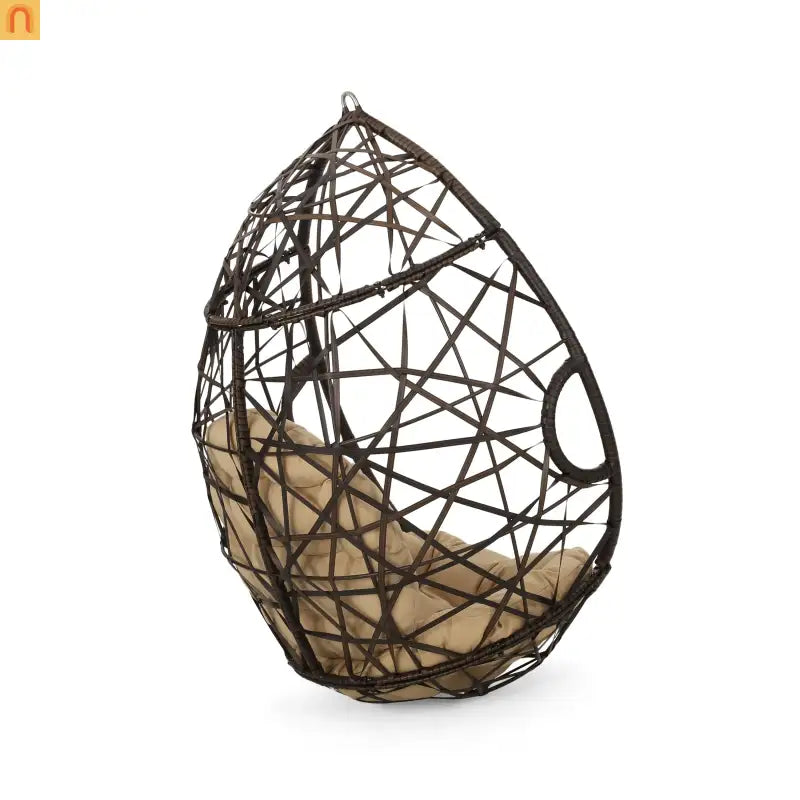 Outdoor Hanging Egg Chair 36.5" PE Rattan Brown
