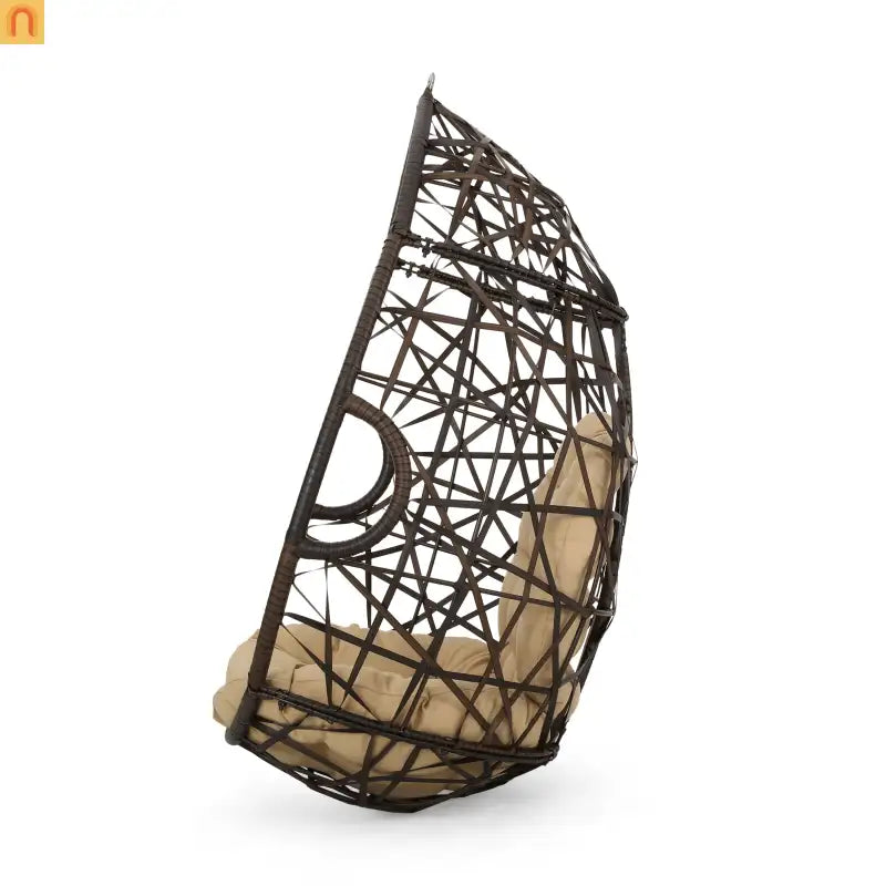 Outdoor Hanging Egg Chair 36.5" PE Rattan Brown