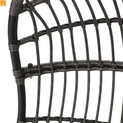Outdoor Hanging Basket Chair Wicker Gray 44.5in No Stand