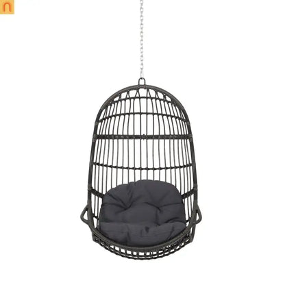 Outdoor Hanging Basket Chair Wicker Gray 44.5in No Stand