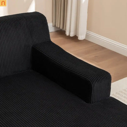 Chair Chaise Left Arm Corduroy Black 67in No Assembly
