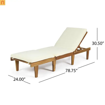 Chaise Lounge Acacia Teak Wood 78.75" Cushion