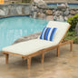 Chaise Lounge Acacia Teak Wood 78.75" Cushion