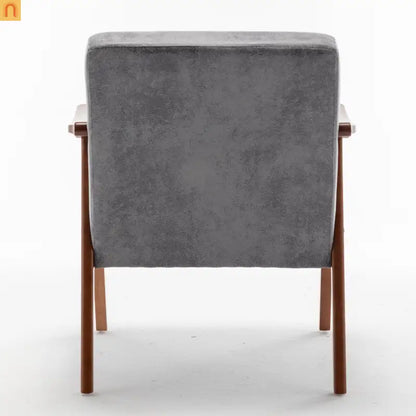 Accent Chair Mid-Century Gray Fabric Rubberwood 26in 300 lb