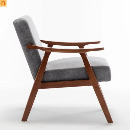 Accent Chair Mid-Century Gray Fabric Rubberwood 26in 300 lb
