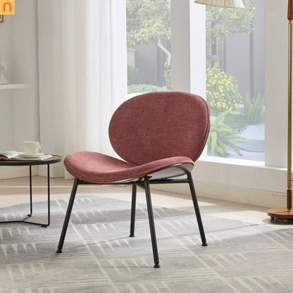 Accent Chair Mid-Century Shell Tripod Red Fabric Wide Curved Seat