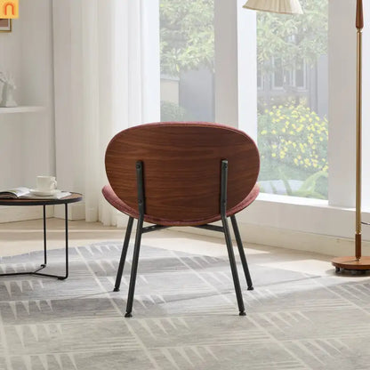 Accent Chair Mid-Century Shell Tripod Red Fabric Wide Curved Seat