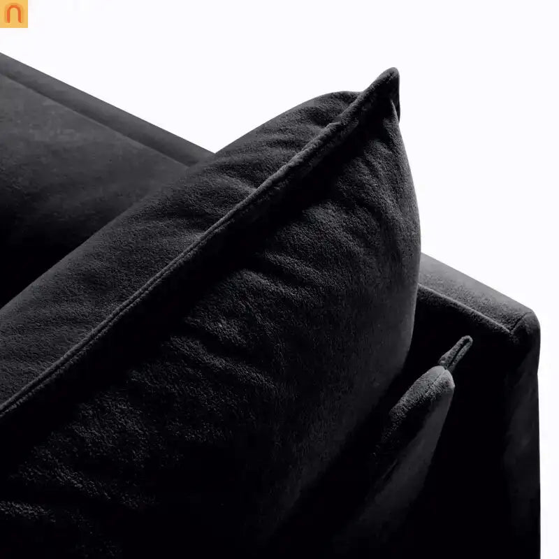 Accent Chair Deep Seat Chenille Black Square Arms Pillow