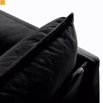 Accent Chair Deep Seat Chenille Black Square Arms Pillow
