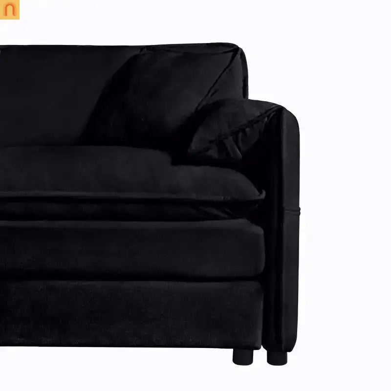 Accent Chair Deep Seat Chenille Black Square Arms Pillow