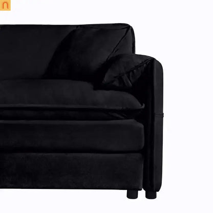 Accent Chair Deep Seat Chenille Black Square Arms Pillow