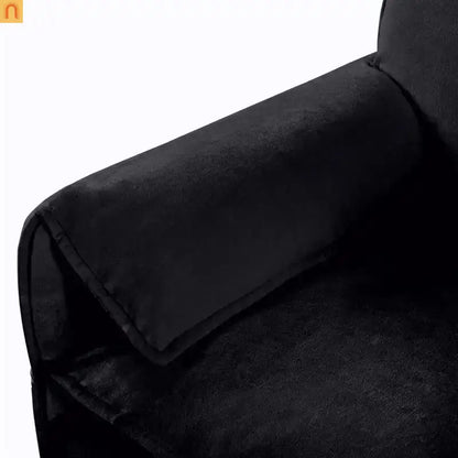 Accent Chair Deep Seat Chenille Black Square Arms Pillow