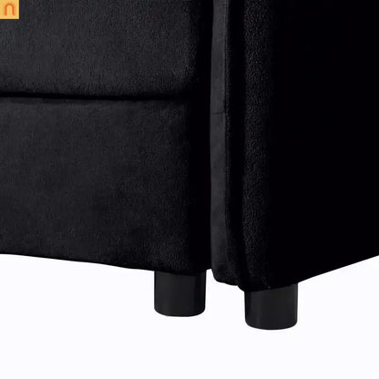 Accent Chair Deep Seat Chenille Black Square Arms Pillow