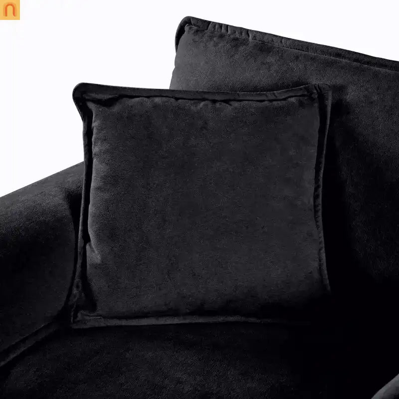 Accent Chair Deep Seat Chenille Black Square Arms Pillow