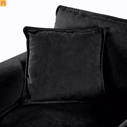 Accent Chair Deep Seat Chenille Black Square Arms Pillow