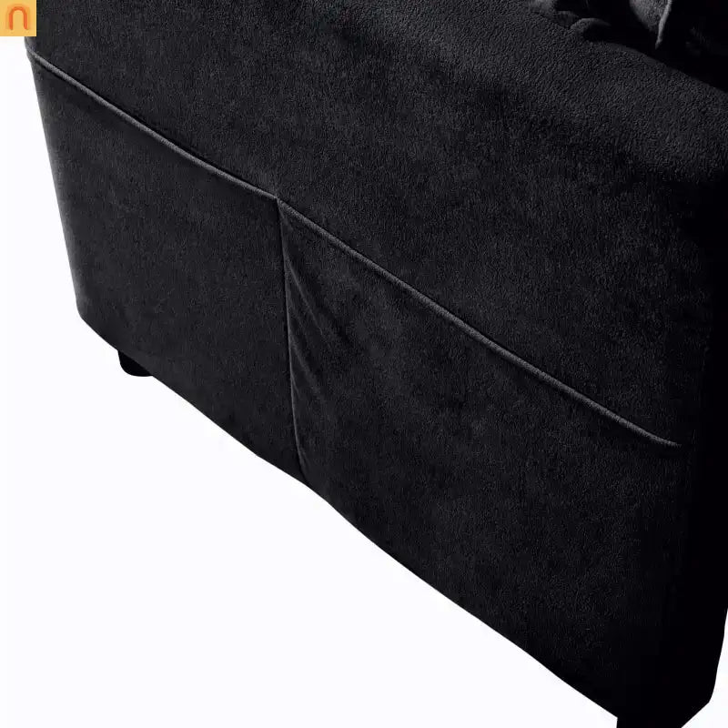 Accent Chair Deep Seat Chenille Black Square Arms Pillow