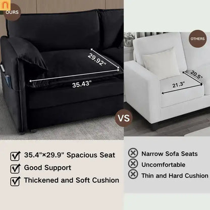Accent Chair Deep Seat Chenille Black Square Arms Pillow