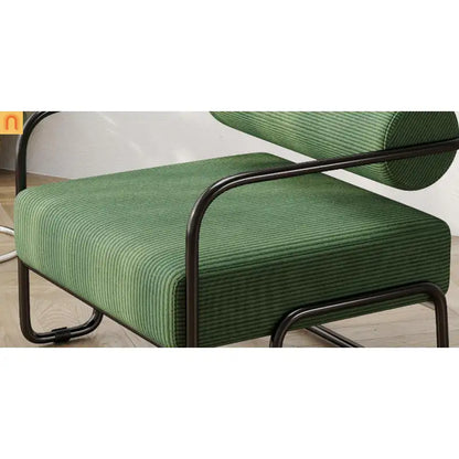 Accent Chair Curved Corduroy Dark Green Armless Compact