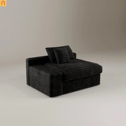 Accent Chair Modular Corduroy Black No Assembly with Chaise