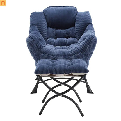 Accent Chair Lounge Flannelette Navy with Ottoman Steel Frame 250 lb
