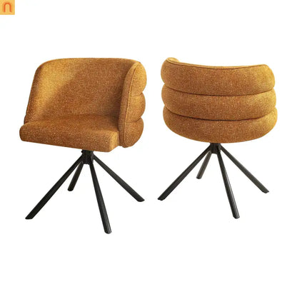 Accent Chair Swivel Chenille Orange 270 Degree Set of 2