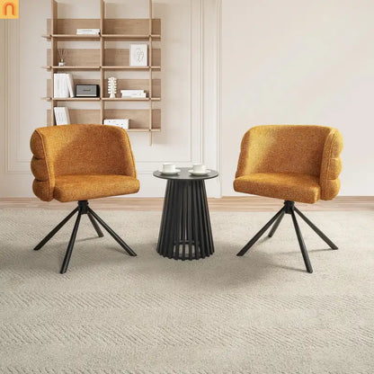 Accent Chair Swivel Chenille Orange 270 Degree Set of 2