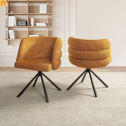 Accent Chair Swivel Chenille Orange 270 Degree Set of 2