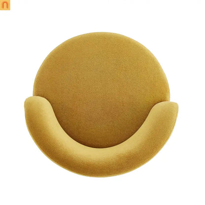 Accent Chair Round Swivel Chenille Yellow 360 Degree Pedestal Base