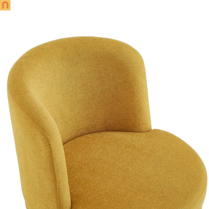 Accent Chair Round Swivel Chenille Yellow 360 Degree Pedestal Base