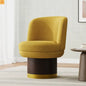 Accent Chair Round Swivel Chenille Yellow 360 Degree Pedestal Base