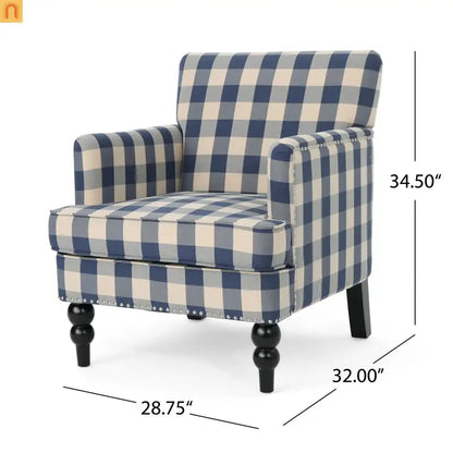 Accent Chair Modern Tufted Fabric Blue 28in