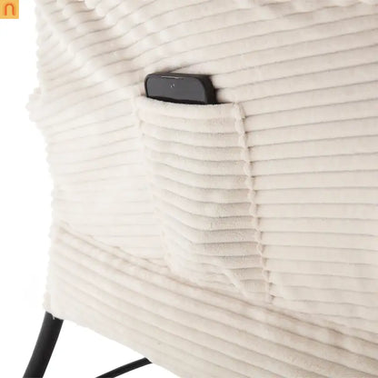Accent Chair Lounge Flannelette White with Ottoman Steel Frame 250 lb