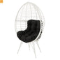 Outdoor Lounge Chair Wicker White Teardrop Steel Legs Black 62.5in