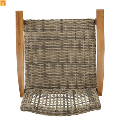 Outdoor Club Chair Set Acacia Wood Wicker Natural Gray Set of 2