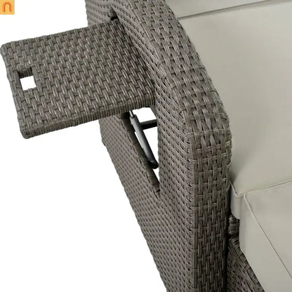 Outdoor Lounge Chair Rattan Gray 2-Person Adjustable