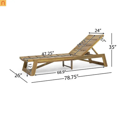 Acacia Teak Chaise Lounge 4-Position 78.75" Outdoor