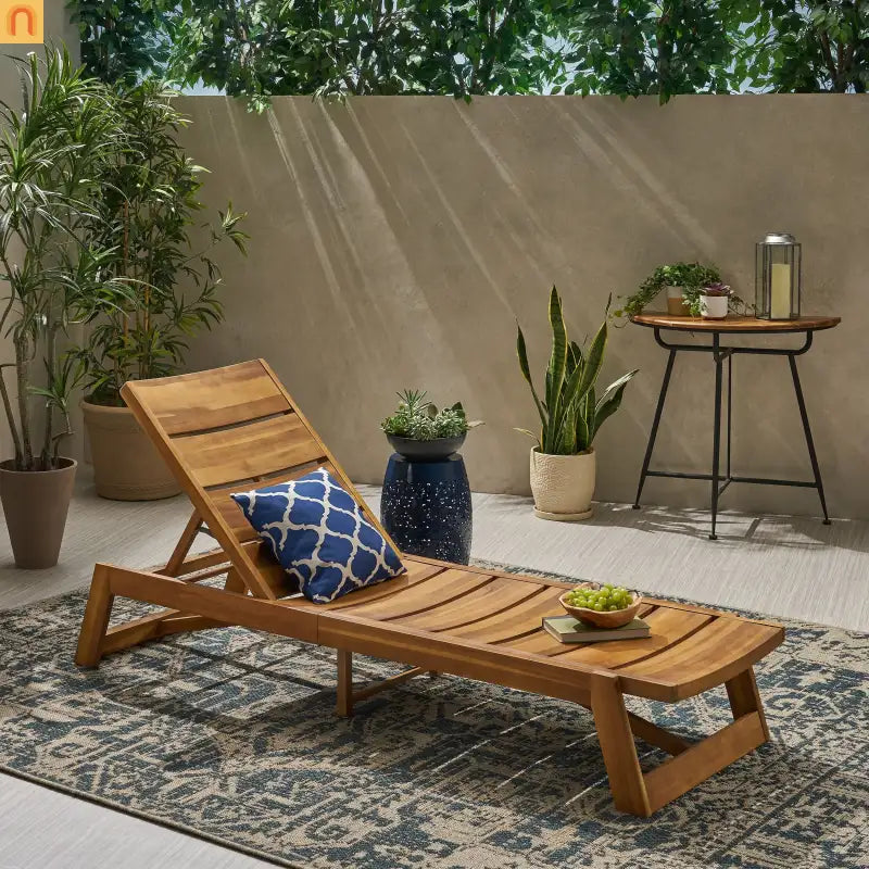 Acacia Teak Chaise Lounge 4-Position 78.75" Outdoor