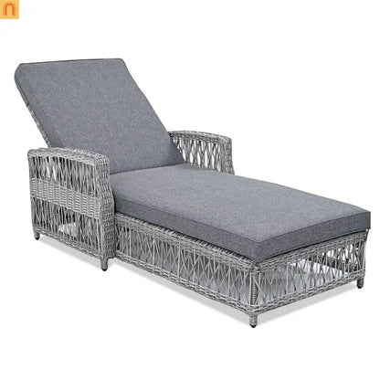 Chaise Lounge Wicker Gray 4-Position Adjustable Cushion 400 lb