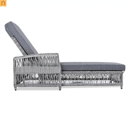 Chaise Lounge Wicker Gray 4-Position Adjustable Cushion 400 lb