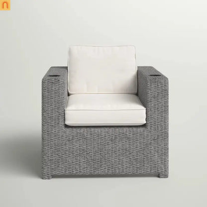 Outdoor Club Chair HDPE Wicker Gray Olefin Cushion 300 lb No Assembly