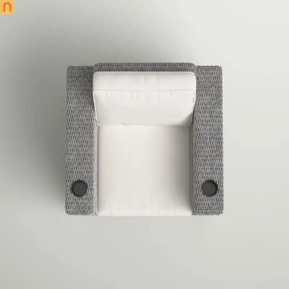 Outdoor Club Chair HDPE Wicker Gray Olefin Cushion 300 lb No Assembly