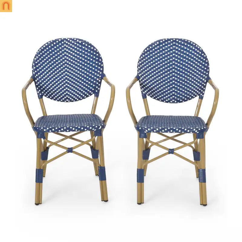 Outdoor Bistro Chair PE Rattan Teal Set of 2