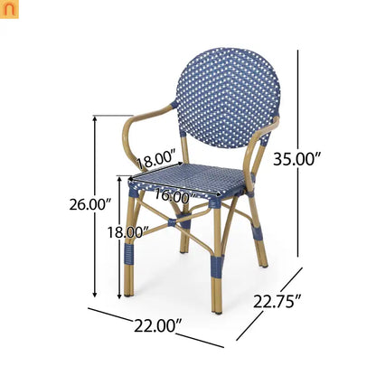Outdoor Bistro Chair PE Rattan Teal Set of 2
