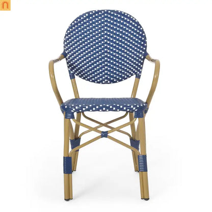Outdoor Bistro Chair PE Rattan Teal Set of 2