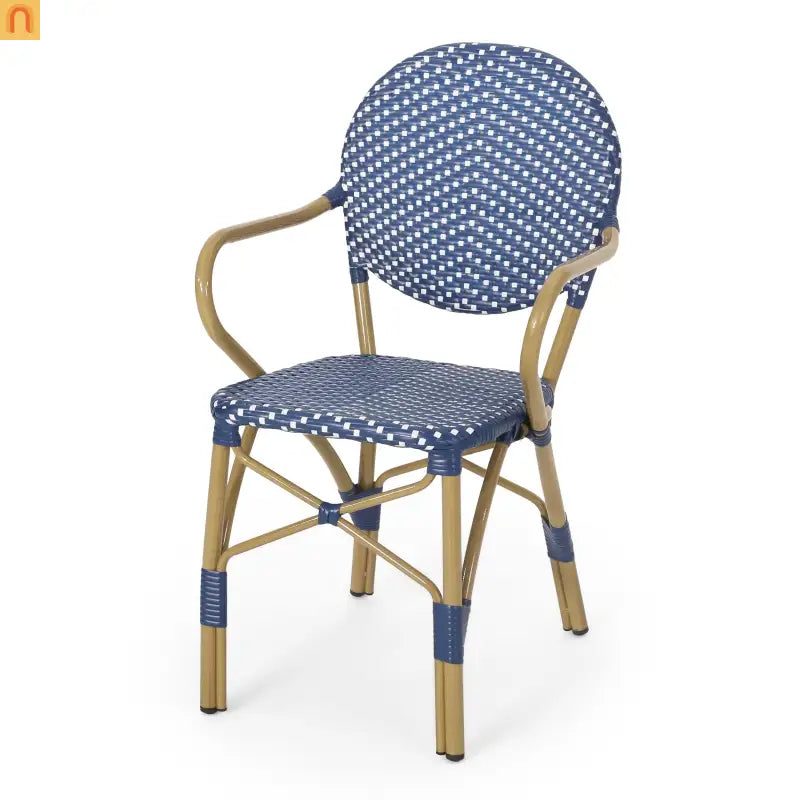 Outdoor Bistro Chair PE Rattan Teal Set of 2