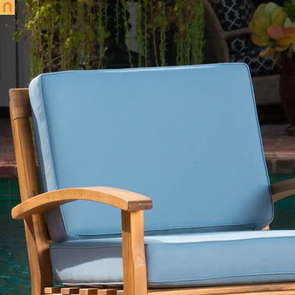 Acacia Wood Outdoor Club Chair Deep Seat Water Resistant Cushion
