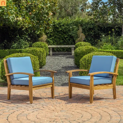 Acacia Wood Outdoor Club Chair Deep Seat Water Resistant Cushion