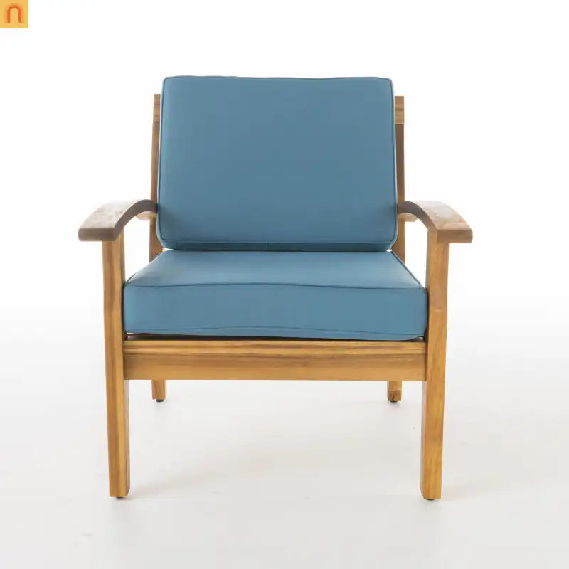 Acacia Wood Outdoor Club Chair Deep Seat Water Resistant Cushion
