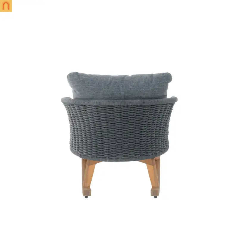 Outdoor Rocking Chair Rope Wood Frame Gray Cushion 29.5in Wide