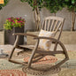 Outdoor Rocking Recliner Acacia Wood Gray Retractable Footrest 400 lb